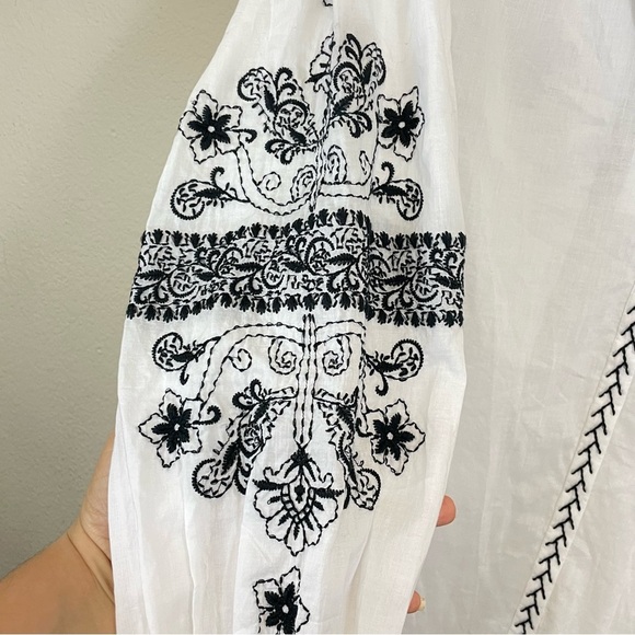Johnny Was JADE Kivi Blouse White Cotton Embroidered Long Sleeve Small NWT - Picture 7 of 14